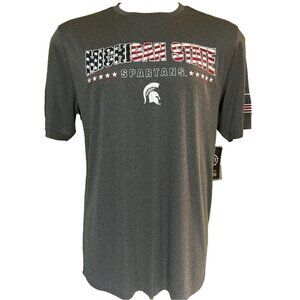 NEW Michigan State Spartans Gray Flag Colosseum Crew Neck SS Tee Shirt Men's L